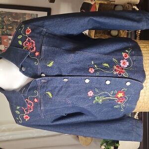 GW Jeans Co Floral Pattern Embroidered Jacket Size XL